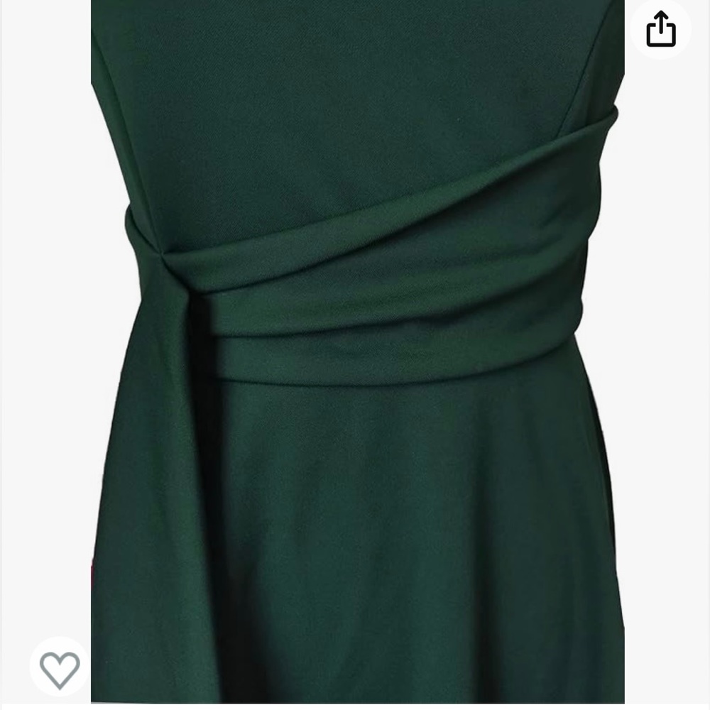 Womens Elegance Audrey Hepburn Style green 3/4 Ruffle Sleeve Swing A-line Dress - Picture 2 of 7